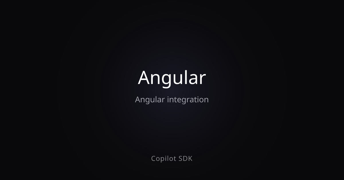 Angular | Copilot SDK